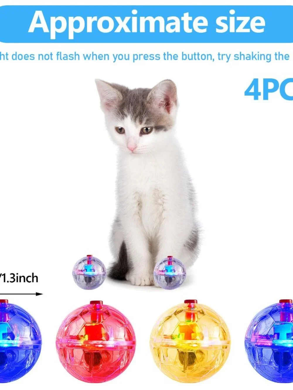 Frienda 4 Pieces Ghost Hunting Cat Ball Motion Light up Cat Balls LED Motion Act